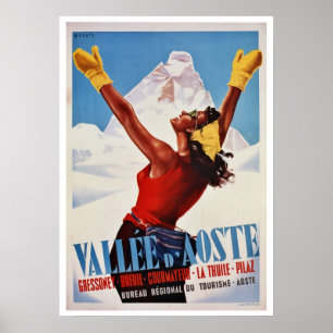 Poster Hiver vintage augmentant le voyage italien d'Alpes