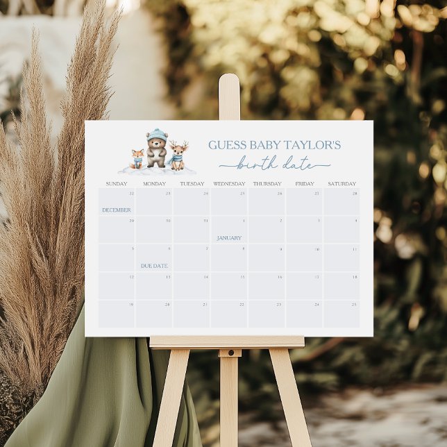 Poster Hivernal Bois Animaux Date d'échéance Calendrier J (Créateur téléchargé)