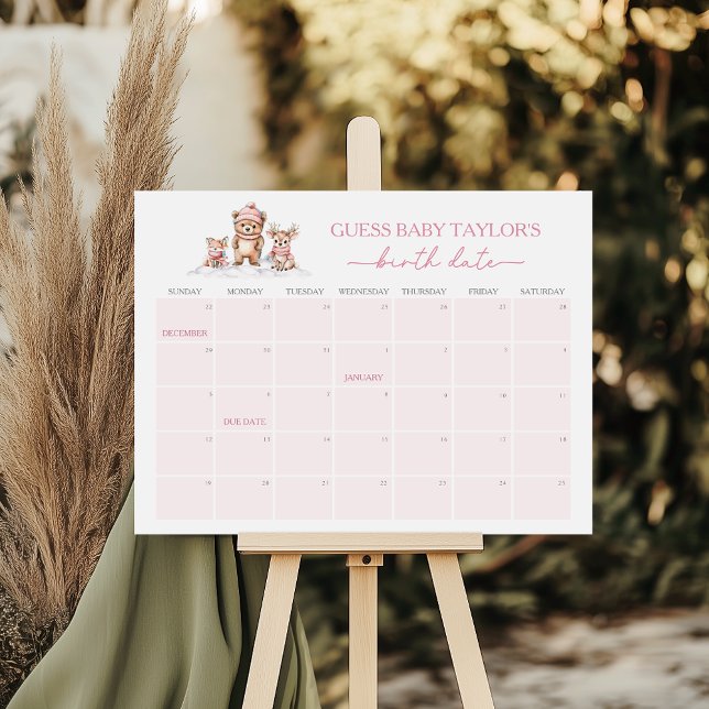 Poster Hivernal Bois Animaux Date d'échéance Calendrier J (Créateur téléchargé)