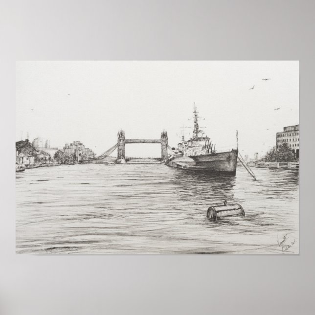 Poster HMS Belfast sur la Tamise Londres.2006 (Devant)