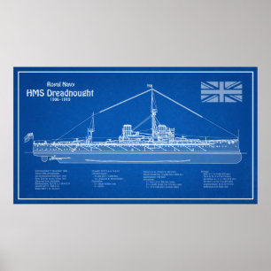 Poster HMS Dreadnoud - Plan d'expédition ABD
