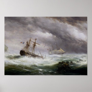 Poster HMS Endymion secourant un vintage français à deux 