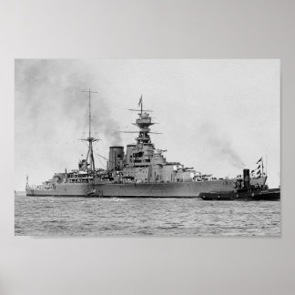 Poster HMS Hood - Vintage Nautical Battlecruiser
