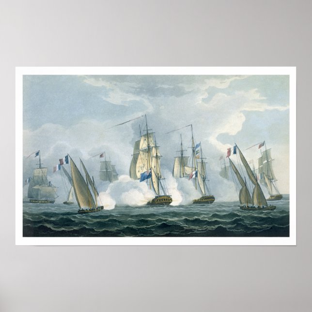Poster HMS Sirius, capitaine Rowse engage a French Squadr (Devant)