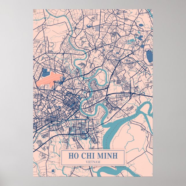 Poster Ho Chi Minh - Vietnam Breezy City Map (Devant)