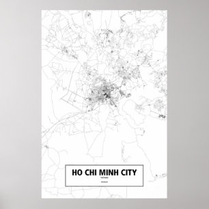 Poster Ho Chi Minh Ville, Vietnam (noir sur blanc)
