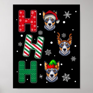 Poster Ho Ho Ho Blue Heeler Chien correspondant Noël Père
