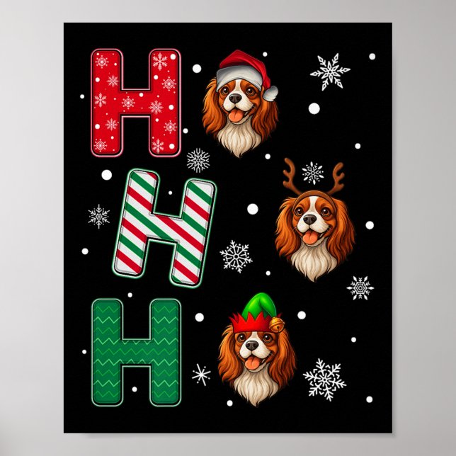 Poster Ho Ho Ho Cavalier King Charles Spaniel Chien Père  (Devant)