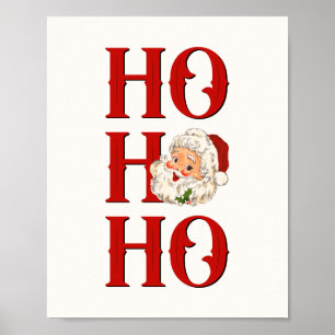 Poster Ho Ho Ho Vintage Père Noël Noël
