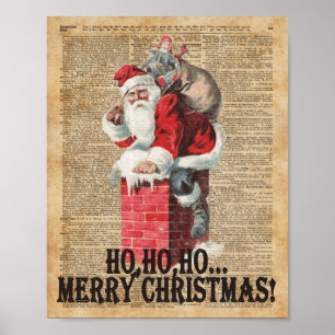 Poster Ho, Ho Joyeux Noël Dictionnaire du Père Noël Art
