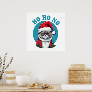 Poster Ho ho non - drôle de chat grumpy santa