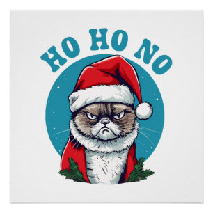 Poster Ho ho non - drôle de chat grumpy santa