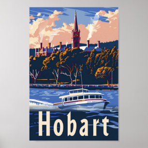 Poster Hobart Tasmanie Vintage Retro Voyage Illustration