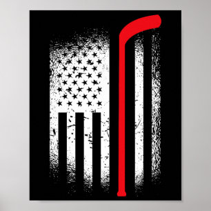 Poster Hockey Drapeau Américain Hockey Patriotique