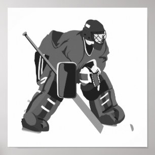 Poster Hockey gris de gardien de but