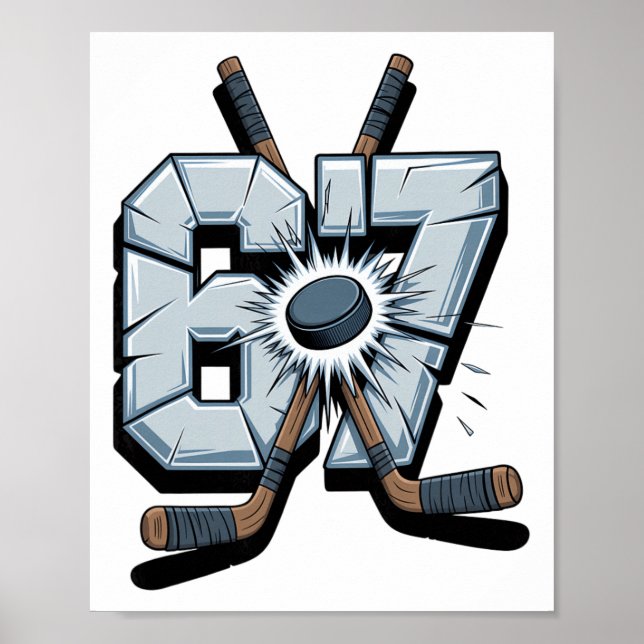 Poster Hockey Meme Six Seven 6 7 67 Hockey Meme  (Devant)