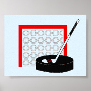 Poster Hockey Net, bâton et canot