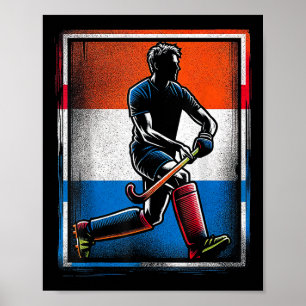 Poster Hockey sur gazon Hommes Pays-Bas Drapeau néerlanda
