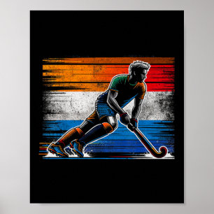 Poster Hockey sur gazon Hommes Pays-Bas Drapeau néerlanda