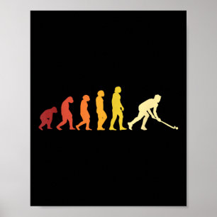 Poster Hockey sur gazon rétro Évolution Amateur de hockey