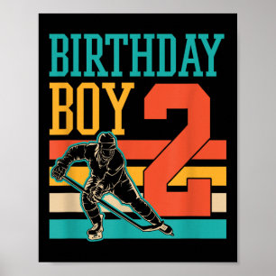 Poster Hockey sur glace âgé de 2 ans thème 2e fête d'anni