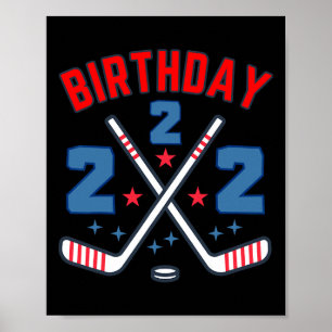 Poster Hockey sur glace Deux Anniversaire Garçon 2e Fête