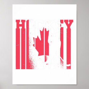Poster Hockey sur glace Joueur canadien Drapeau du Canada