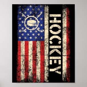 Poster Hockey Usa Joueur De Hockey Drapeau Américain Hock