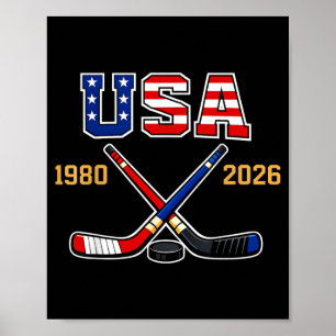 Poster Hockey Vintage Usa Bâtons Croisés 1982 2026