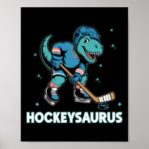 Poster Hockeysaurus Drôle Dinosaure Trex Hockey Enfants H