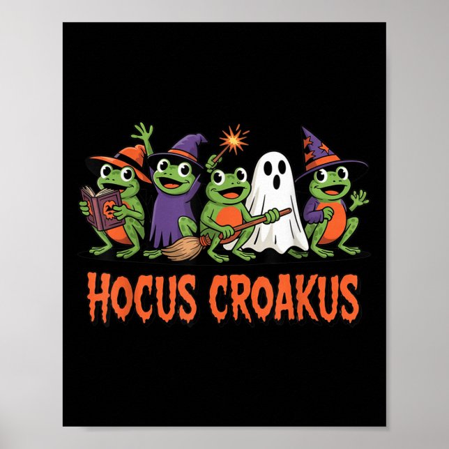Poster Hocus Croakus Frog Halloween Magic Spell Funny Wit (Devant)