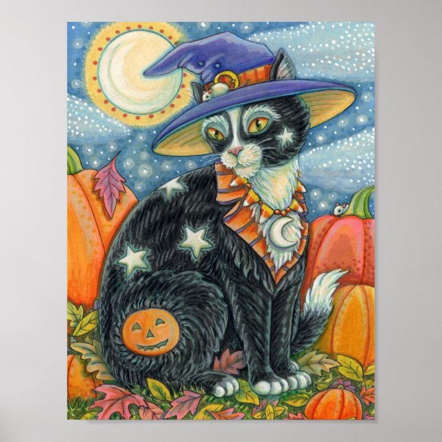POSTER HOCUS POCUS NOIR CAT WITCH & MOUSE HALLOWEEN (Devant)