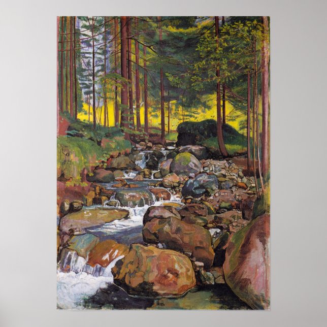 Poster Hodler - Forêt avec ruisseau de montagne 1902 (Devant)