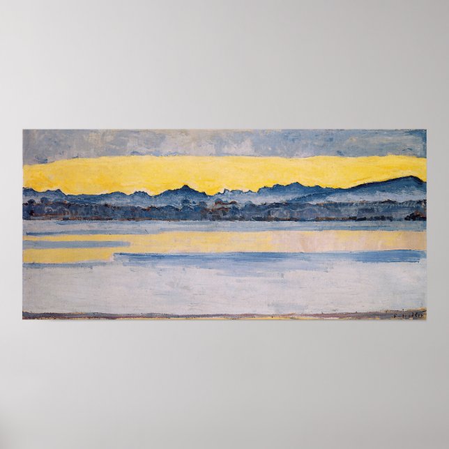Poster Hodler - Lac Léman Avec Le Mont Blanc À L'Aube ... (Devant)