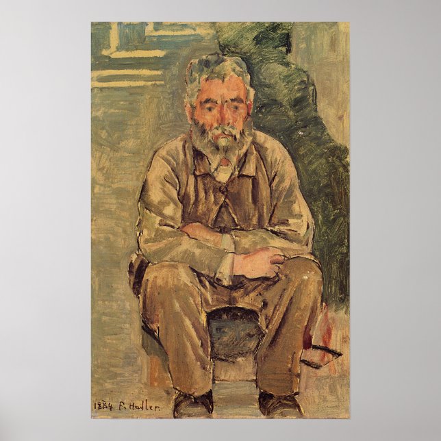 Poster Hodler - Sitting Bartiger Man 1884 (Devant)