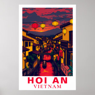 Poster Hoi An Vietnam Lanternes de Voyage Vintage