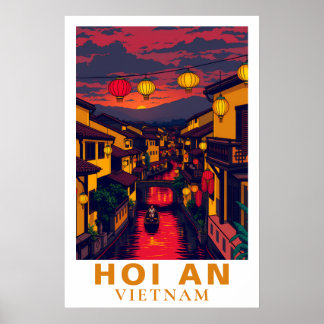 Poster Hoi An Vietnam Vintage Travel Lanterns