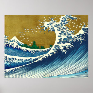 Poster Hokusai Grande Vague Japon Océan Vintage