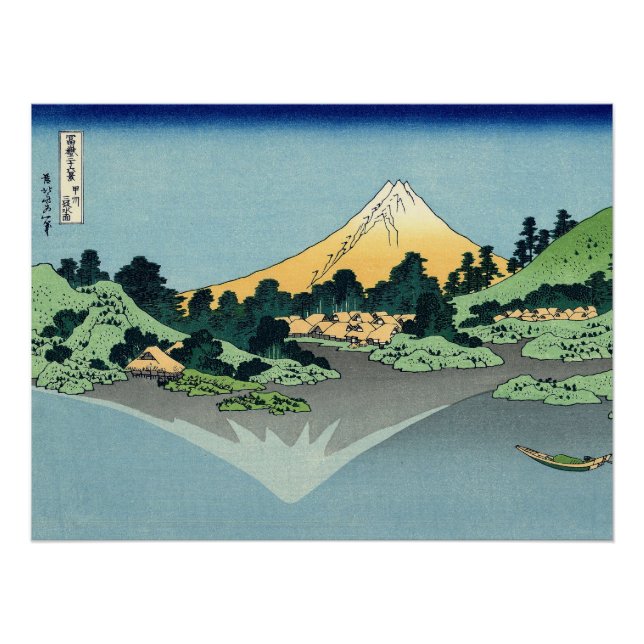 Poster Hokusai Le Mont Fuji se reflète dans le lac Kawagu (Devant)