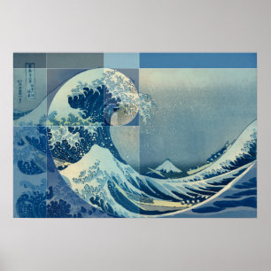 Poster Hokusai Meets Fibonacci, Golden Ratio
