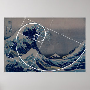 Poster Hokusai rencontre Fibonacci, rapport d'or