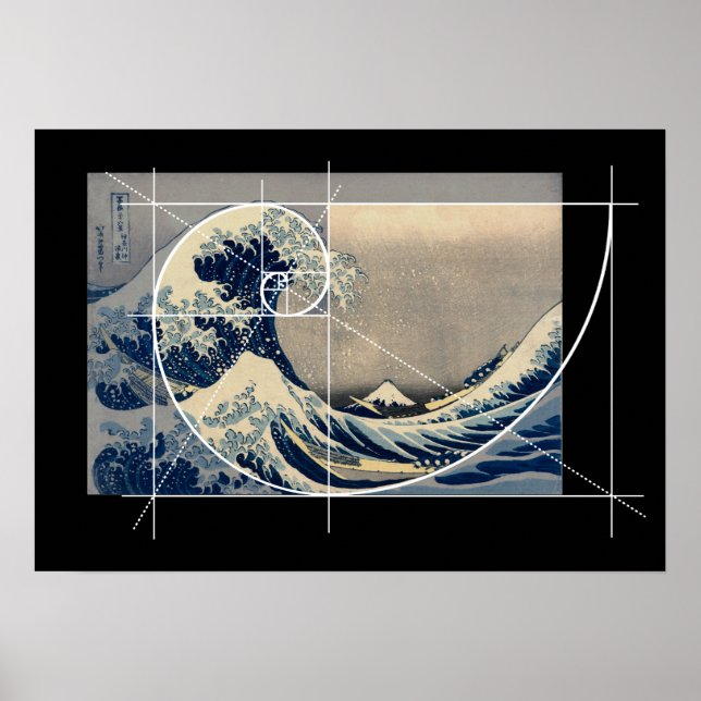 Poster Hokusai rencontre Fibonacci, Version (Devant)