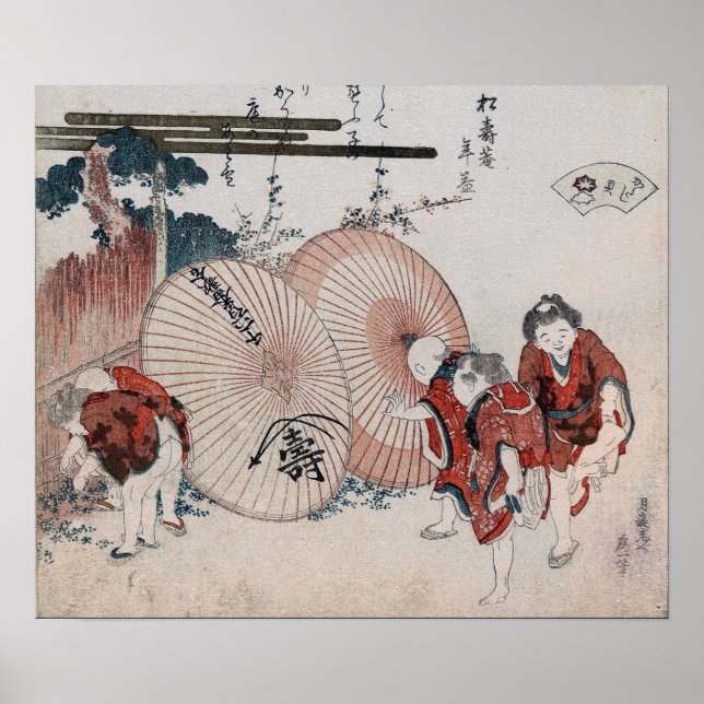 Poster Hokusai - Un Jeu De Coquille Avec Genroku (Devant)