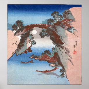 Poster Hokusai - Vue de Saruhashi (Pont des Singes)