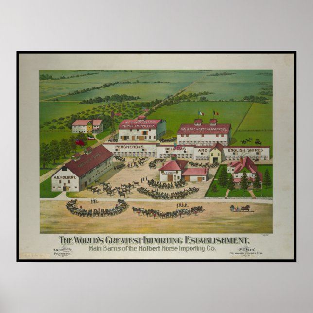 Poster Holbert Horse Importation Co Greeley IA au 19e siè (Devant)