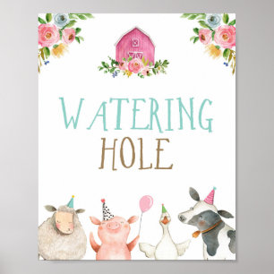 Poster Hole d'eau Animaux de ferme Barnyard Girl Annivers