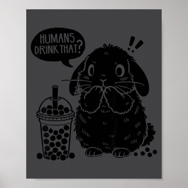 Poster Holland Lop Rabbit And Boba Tea Funny Bunny Bubble (Devant)
