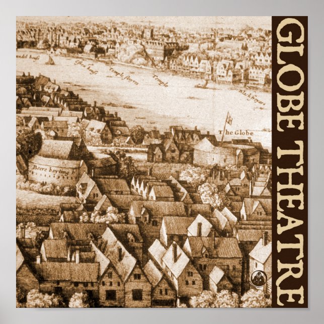 Poster Hollar's Globe Theatre Long View de Londres (Devant)