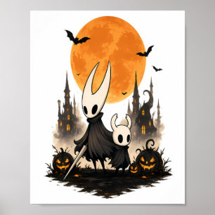Poster Hollow Knight Halloween Lune Épouvantable Citrouil