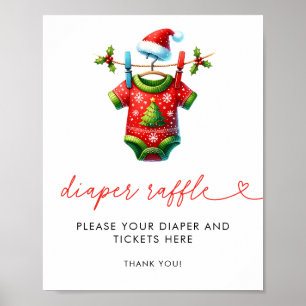 Poster Holly Christmas Père Noël Baby shower Déchets Raff